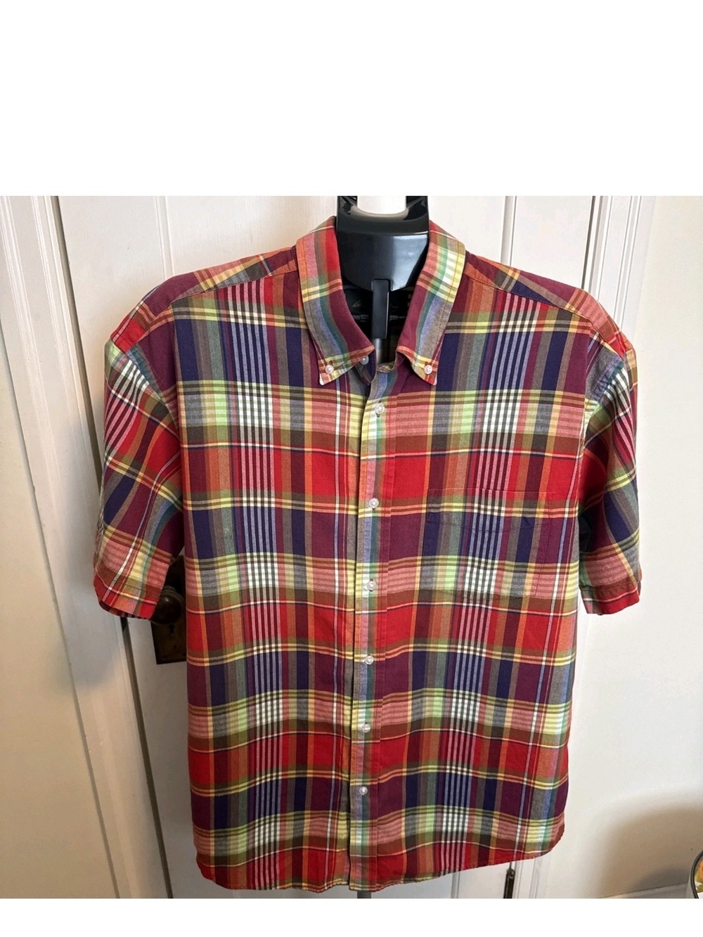 Orvis Signature Madras Plaid XL Mens Short Sleeve Button Down Shirt Cotton